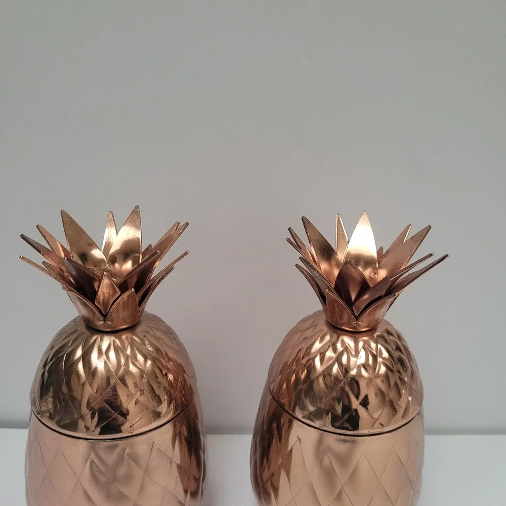 Godinger Pineapple Cups Set of 2‎ Vintage Tumblers Cocktail Gold